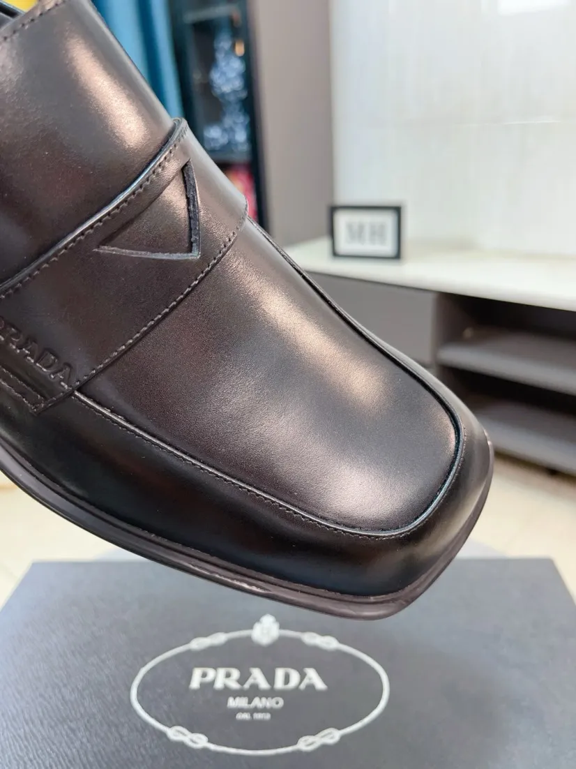 Men's shoes 💰540🌹🌹【PRADA Leather Shoes】Top purchasing agency Original imported Italian custom-made open-edge beaded cowhide leather surface, fully imported water-dyed breathable cowhide lining, original factory special molded sole super comfortable, size: 38-44